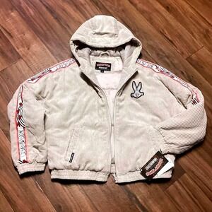 Looney Toons Members Only Bugs Bunny Corduroy Puffer Jacket in Taupe - Large